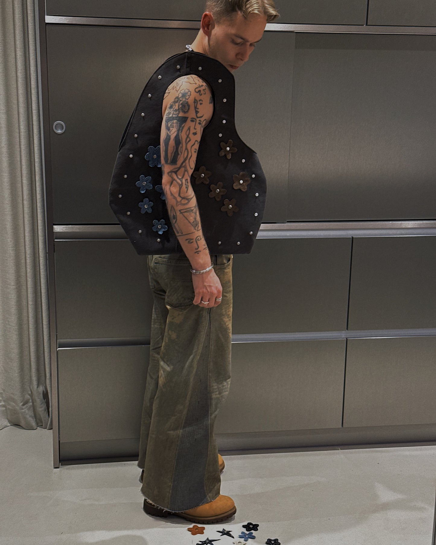 1/1 Sculptural Denim Midi Bag Dark Brown/Grey