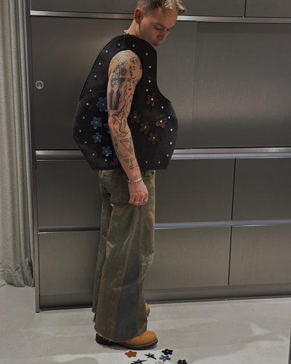 1/1 Sculptural Denim Midi Bag Dark Brown/Grey