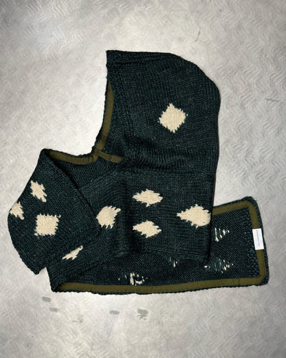 Dark Green Knitted Woven HoodScarf