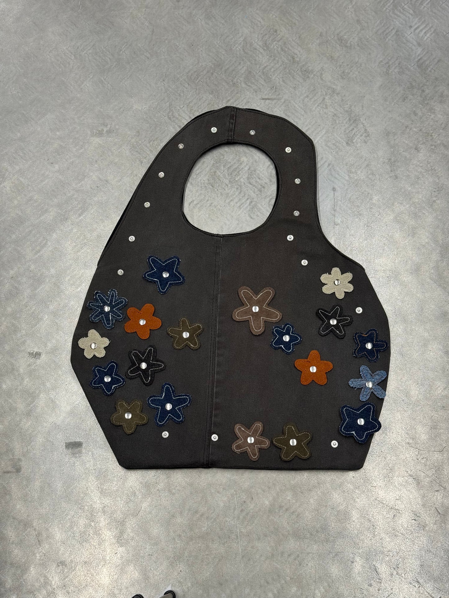 1/1 Sculptural Denim Midi Bag Dark Brown/Grey