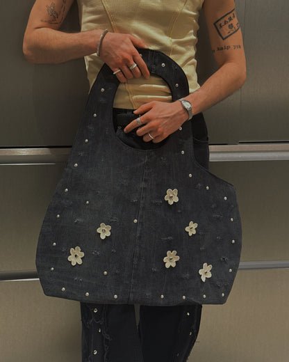 1/1 Studded Sculptural Distressed Large Bag Black/Grey