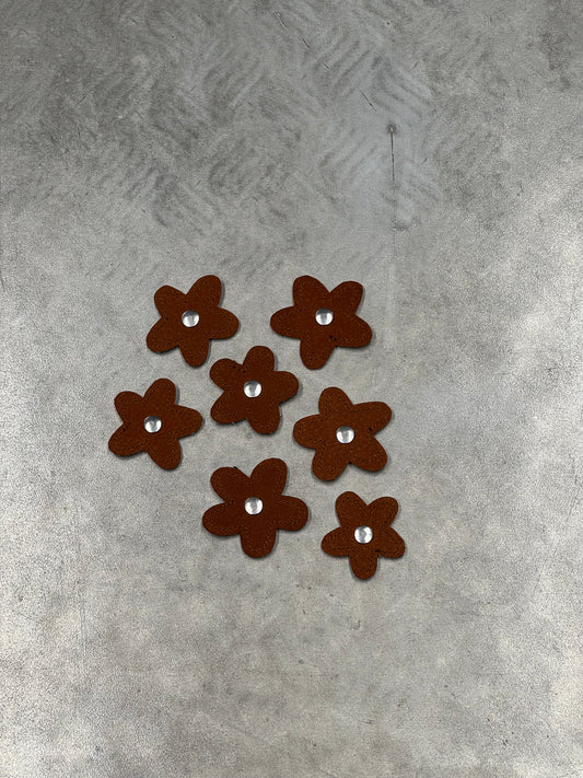 Attachable Orange/Brown Leather Flowers