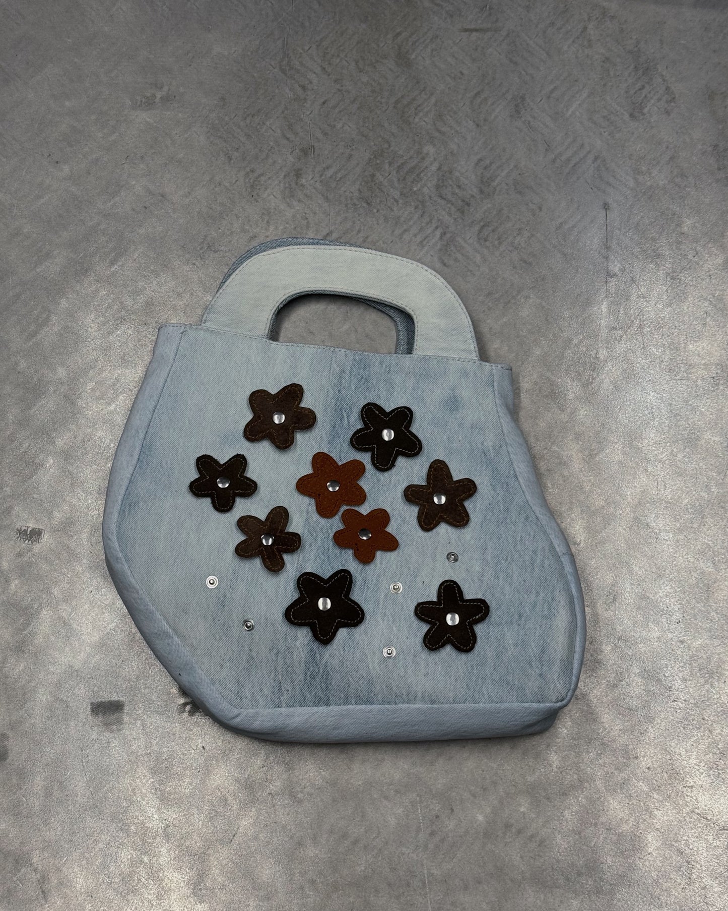 1/1 Studded Light Blue Jeans Puffed Mini Bag