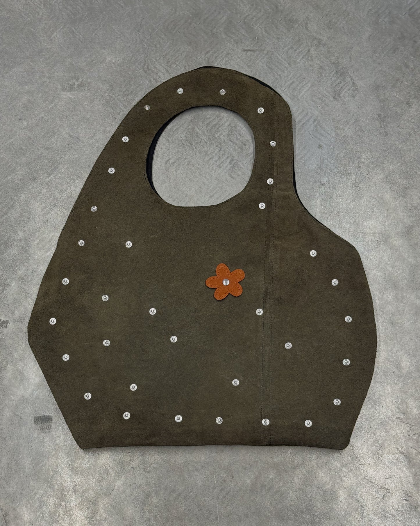 1/1 Studded Sculptural Midi Leather Bag Dark Green