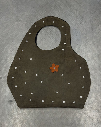 1/1 Studded Sculptural Midi Leather Bag Dark Green