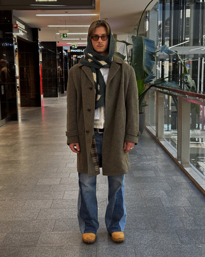 Dark Green Knitted Woven HoodScarf