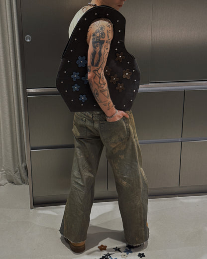 1/1 Sculptural Denim Midi Bag Dark Brown/Grey