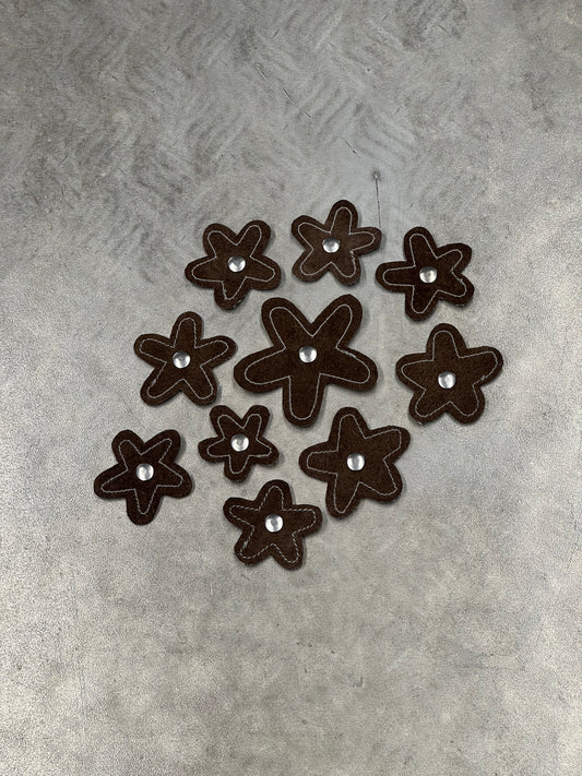 Attachable Dark Brown Leather Flowers