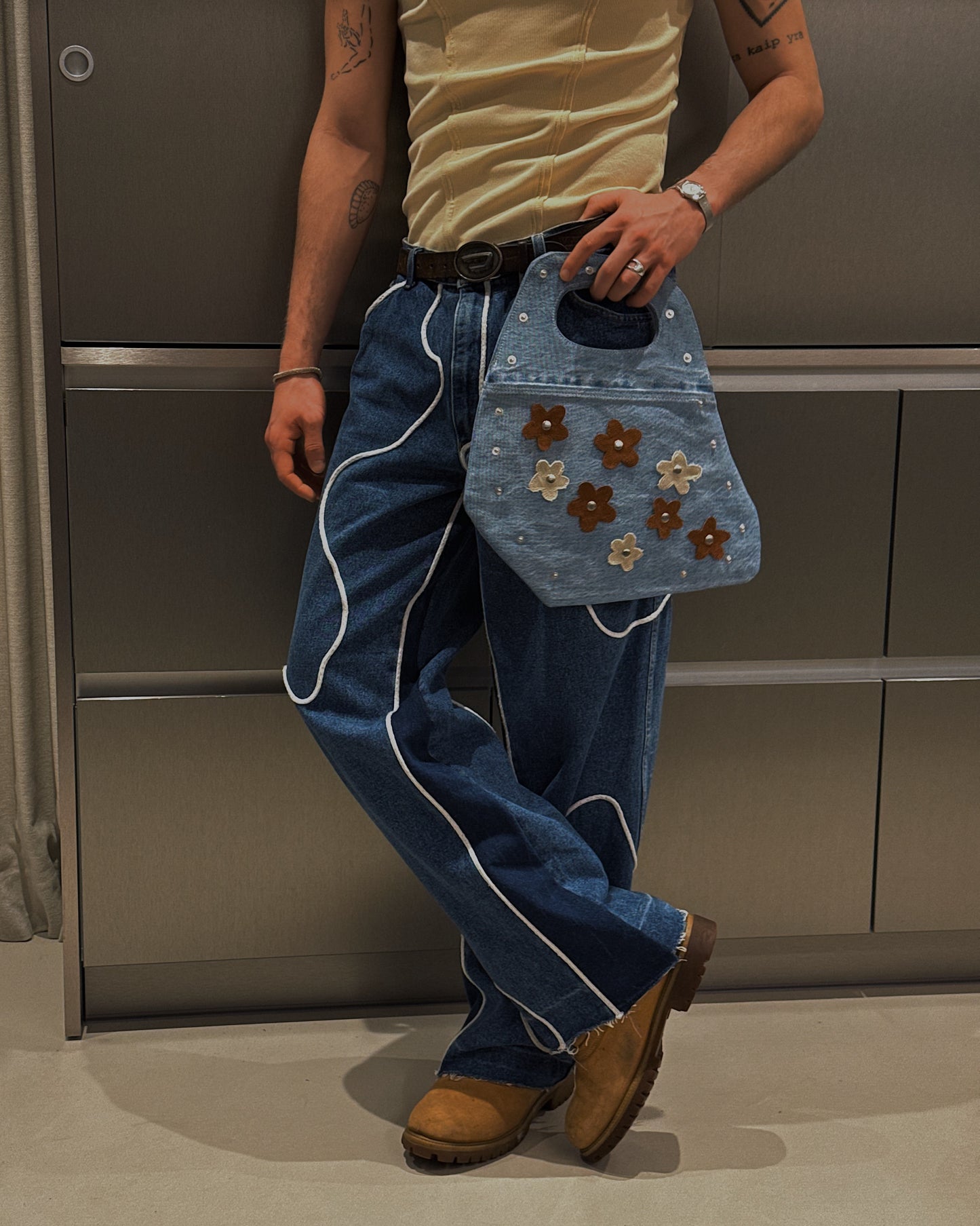 1/1 Studded Sculptural Blue Denim Mini Bag