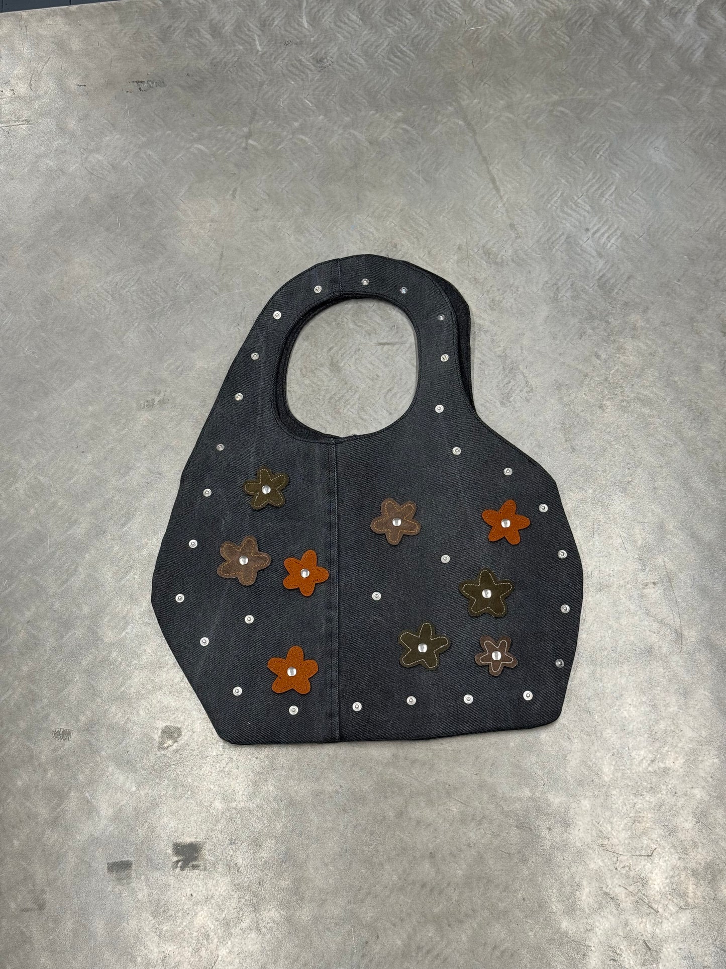 1/1 Sculptural Denim Midi Bag Black + Blue Front