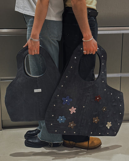 1/1 Studded Sculptural Distressed Large Bag Black/Grey