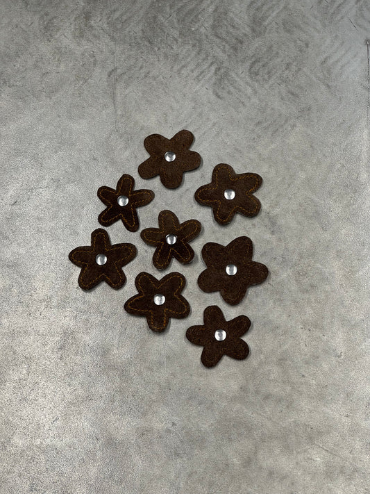 Attachable Dark Brown Leather Flowers