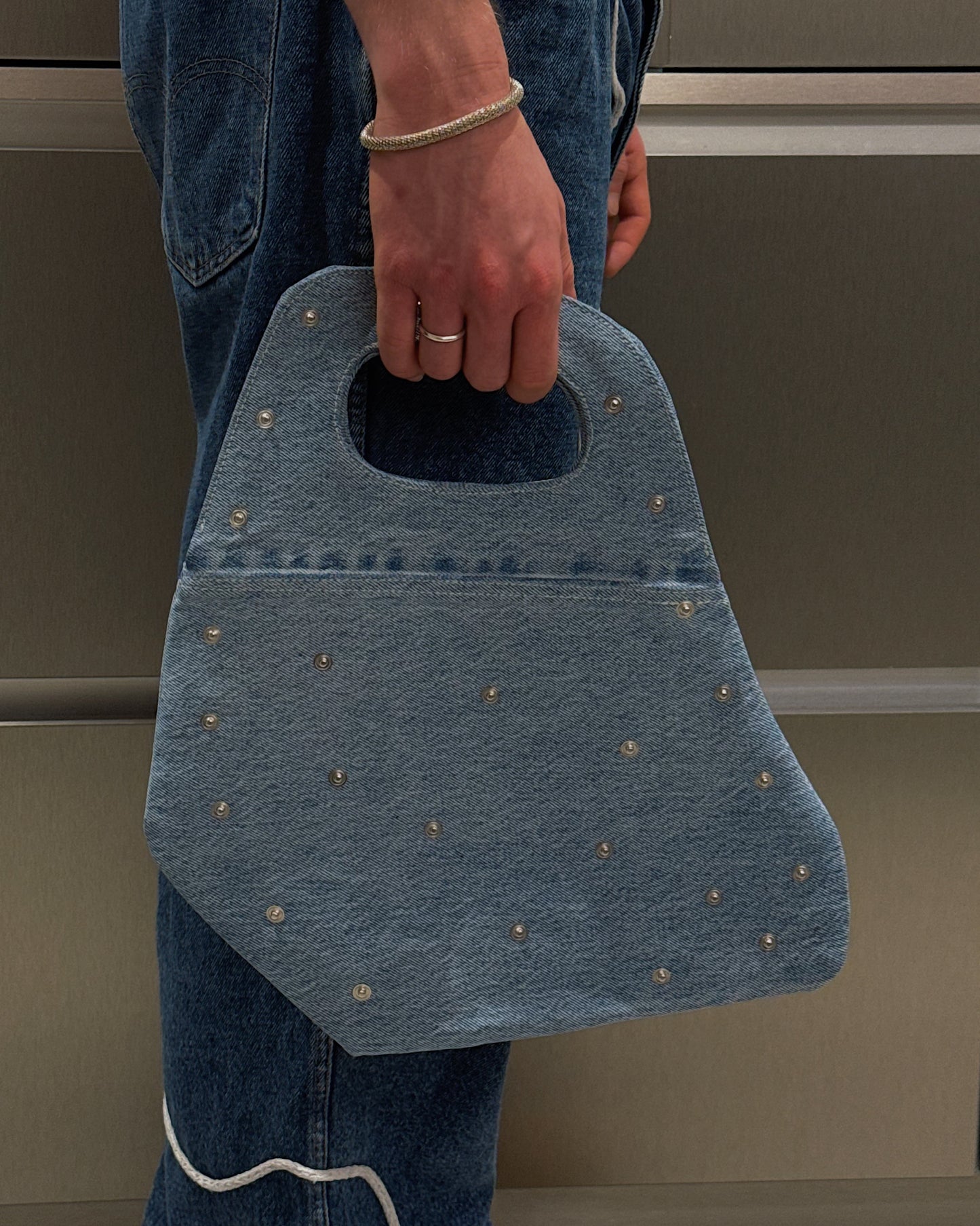 1/1 Studded Sculptural Blue Denim Mini Bag