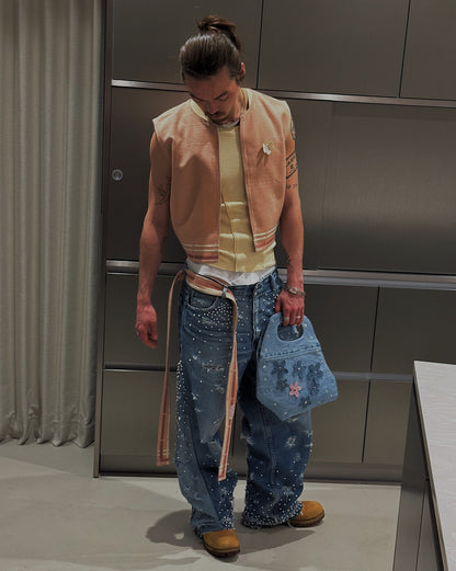 1/1 Flower-Embroidered Vest + Belt