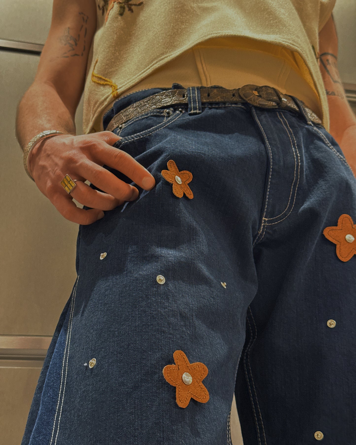1/1 Bloom Stud Upcycled Vintage Jeans