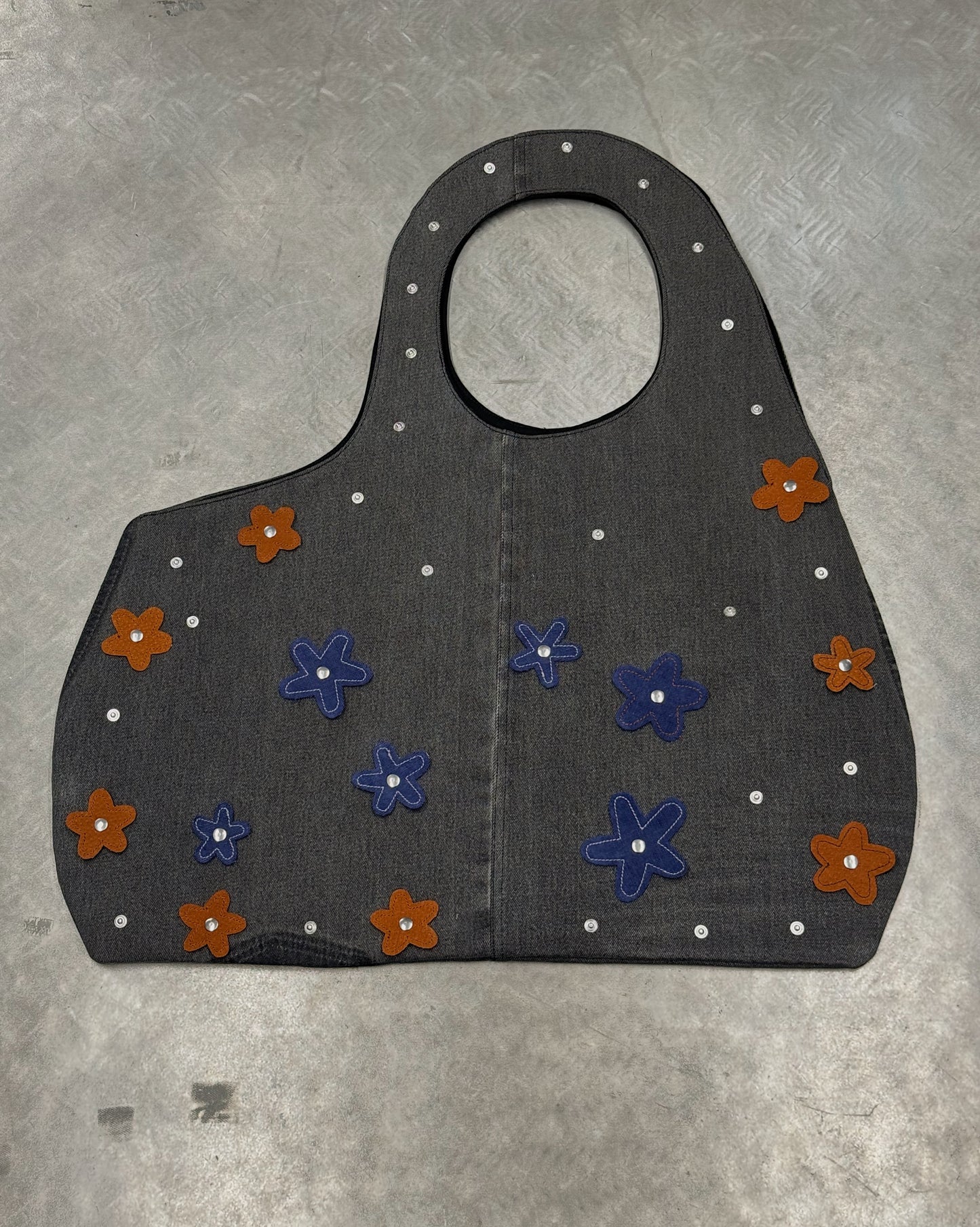1/1 Studded Sculptural Black/Grey Denim Bag