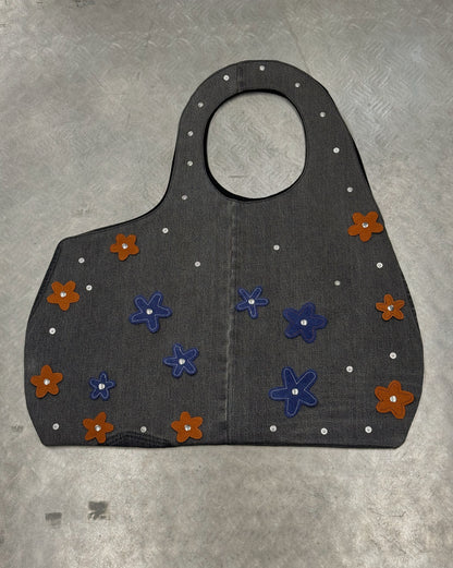1/1 Studded Sculptural Black/Grey Denim Bag