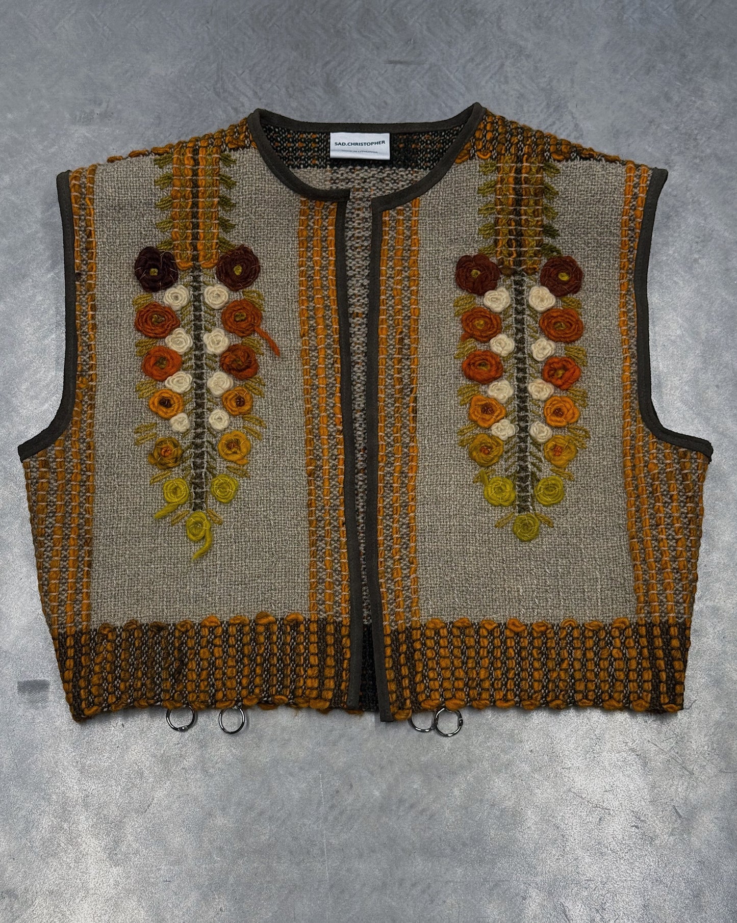 1/1 Sunburst Floral Hand-Embroidered Vintage Vest